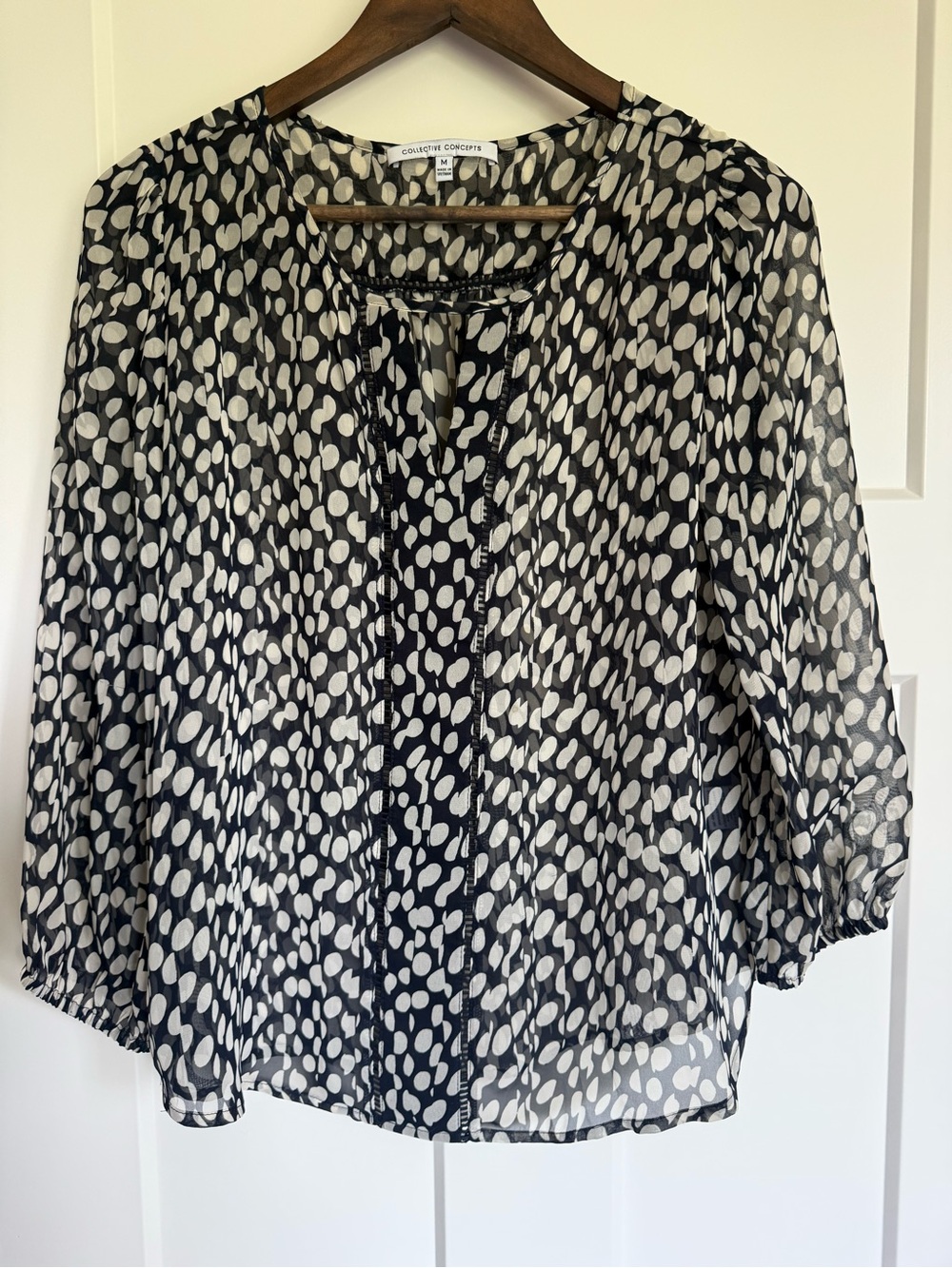 Collective Concepts Black and White Dot Print Blouse